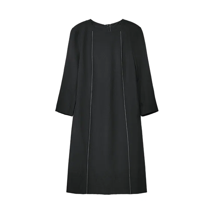 桑罗 哑光可机洗纯净直筒裙长袖睡裙 女款