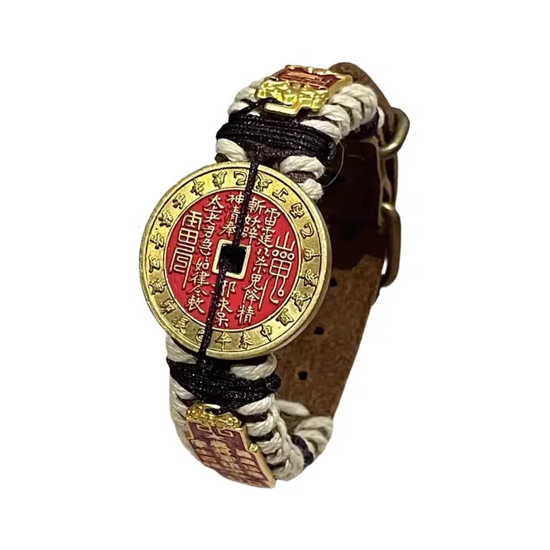 既白南兮 道心永恒 山鬼花钱福牌太岁本命年好运道系青年国风新中式文创 合金 手环 男女同款情侣款