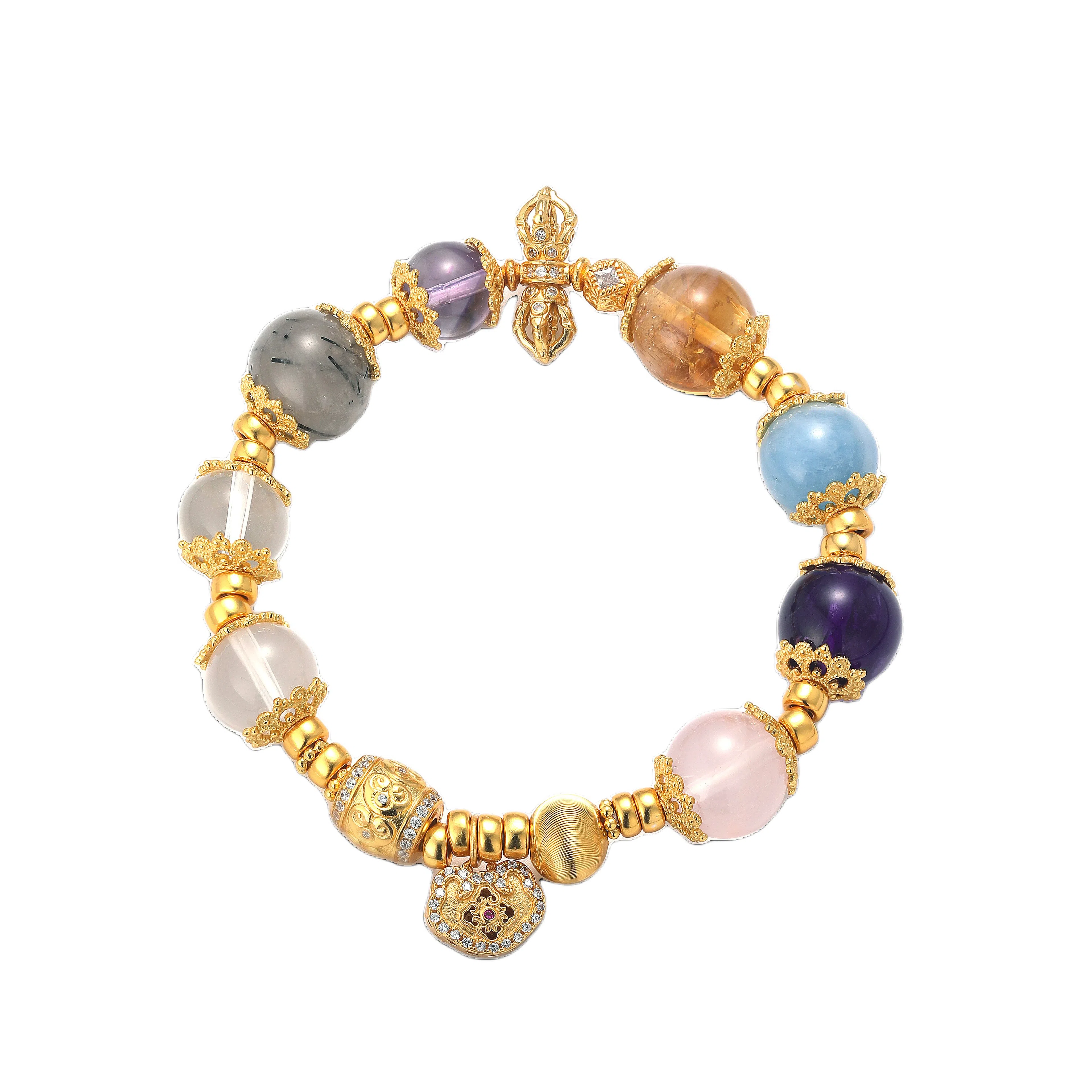 金杰福 招财转运盘缠#好运天然 多色水晶 手串 男女同款情侣款