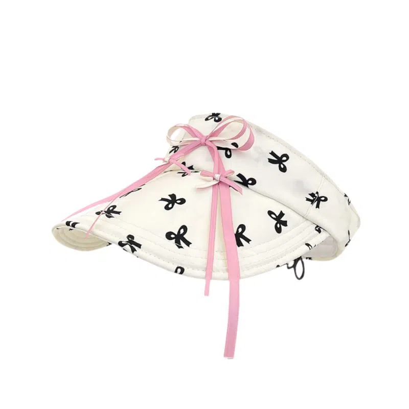 艾佳微 小清新蝴蝶结空顶帽夏季防紫外线遮阳帽显脸小简洁方便 棉 防晒帽 男女同款情侣款