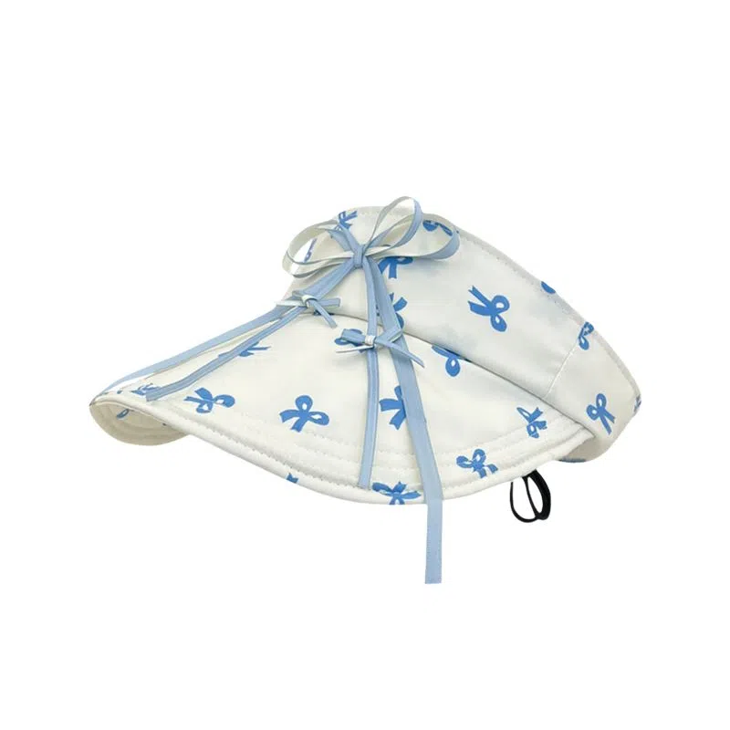 艾佳微 小清新蝴蝶结空顶帽夏季防紫外线遮阳帽显脸小简洁方便 棉 防晒帽 男女同款情侣款