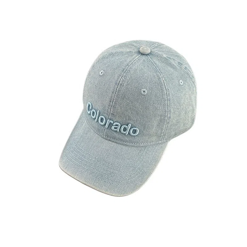 艾佳微 日系水洗立体字母时尚休闲百搭 牛仔布 鸭舌帽 男女同款情侣款