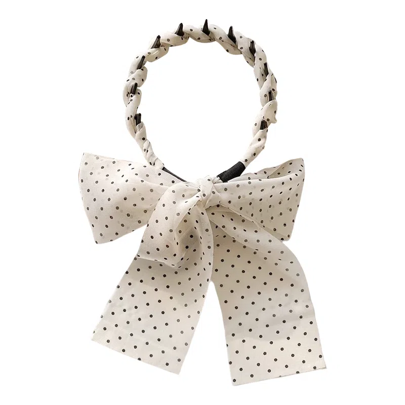 蒙妮 时尚雪纺波点飘带 布艺 发箍 女款