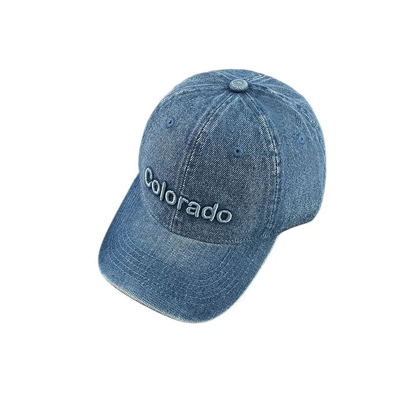 艾佳微 日系水洗立体字母时尚休闲百搭 牛仔布 鸭舌帽 男女同款情侣款