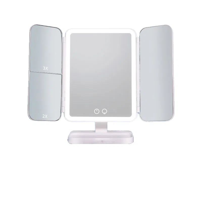 馨枕居 化妆镜家用台式桌面镜子带灯高级感梳妆台可折叠