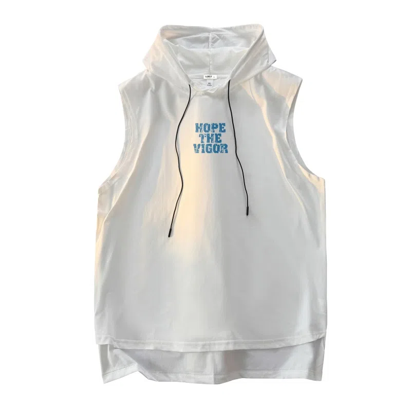 兰缪 美式复古山系户外日常纯色运动高街风通勤宽松休闲潮流亲肤透气连帽舒适无袖背心 男女同款