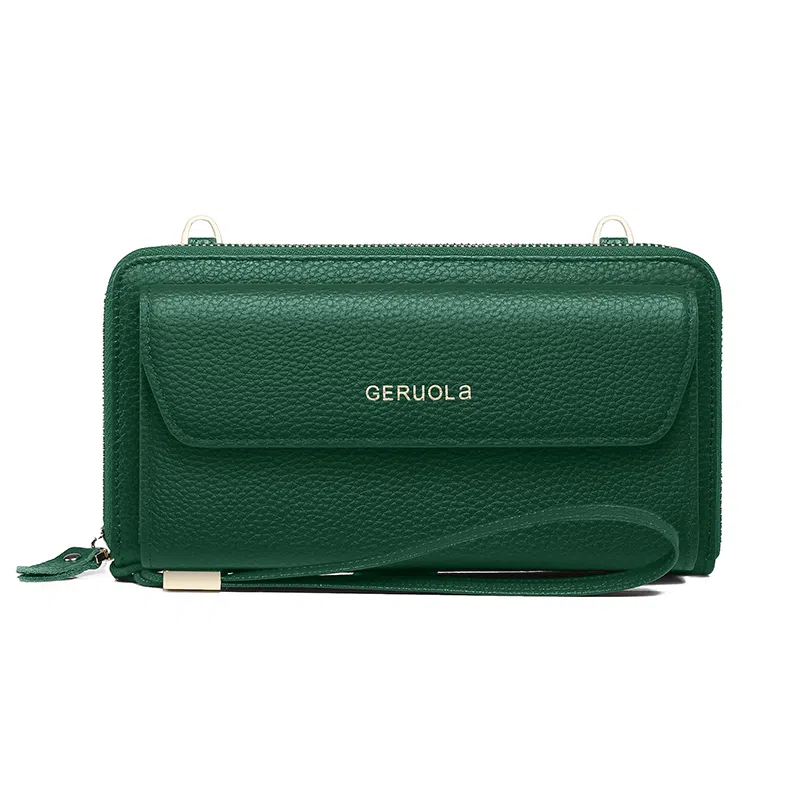 歌若拉 多功能钱夹实用简约 荔枝纹头层牛皮 钱包 女款