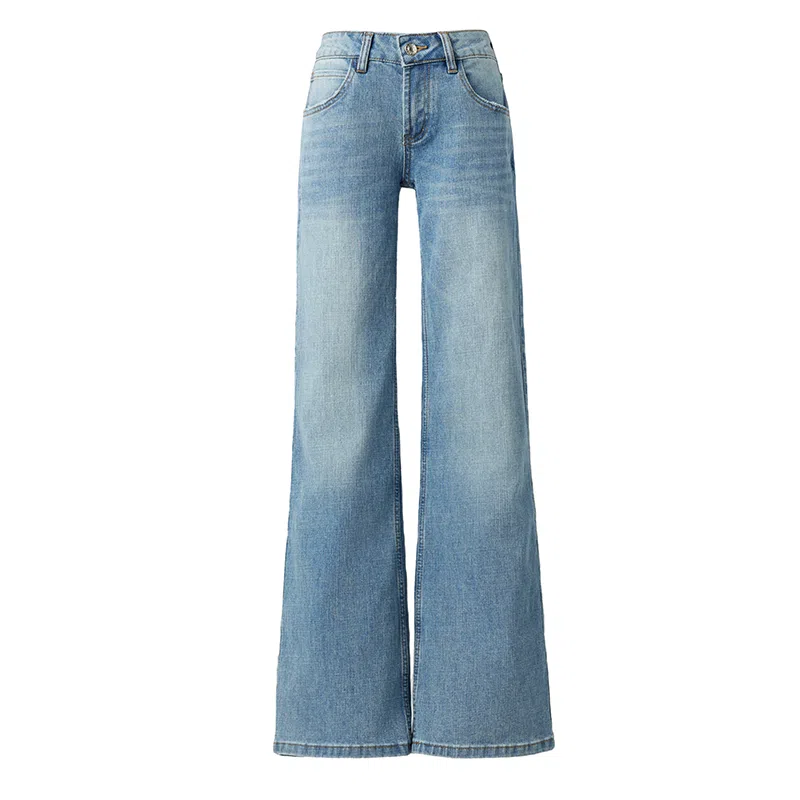 拾籍 宽松适中低腰直筒牛仔裤 女款