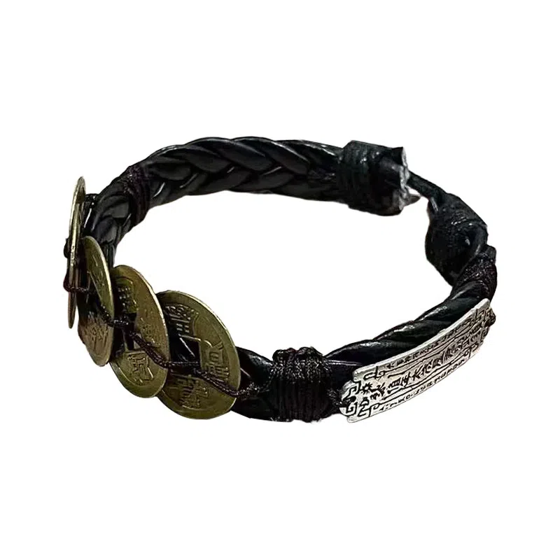 既白南兮 五帝集运十年之约铁三角五帝钱太岁本命年好运道系国风新中式文创 合金 手环 男女同款情侣款