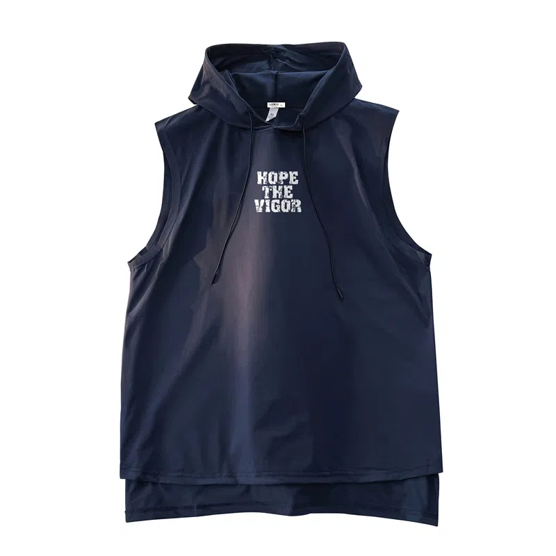 兰缪 美式复古山系户外日常纯色运动高街风通勤宽松休闲潮流亲肤透气连帽舒适无袖背心 男女同款