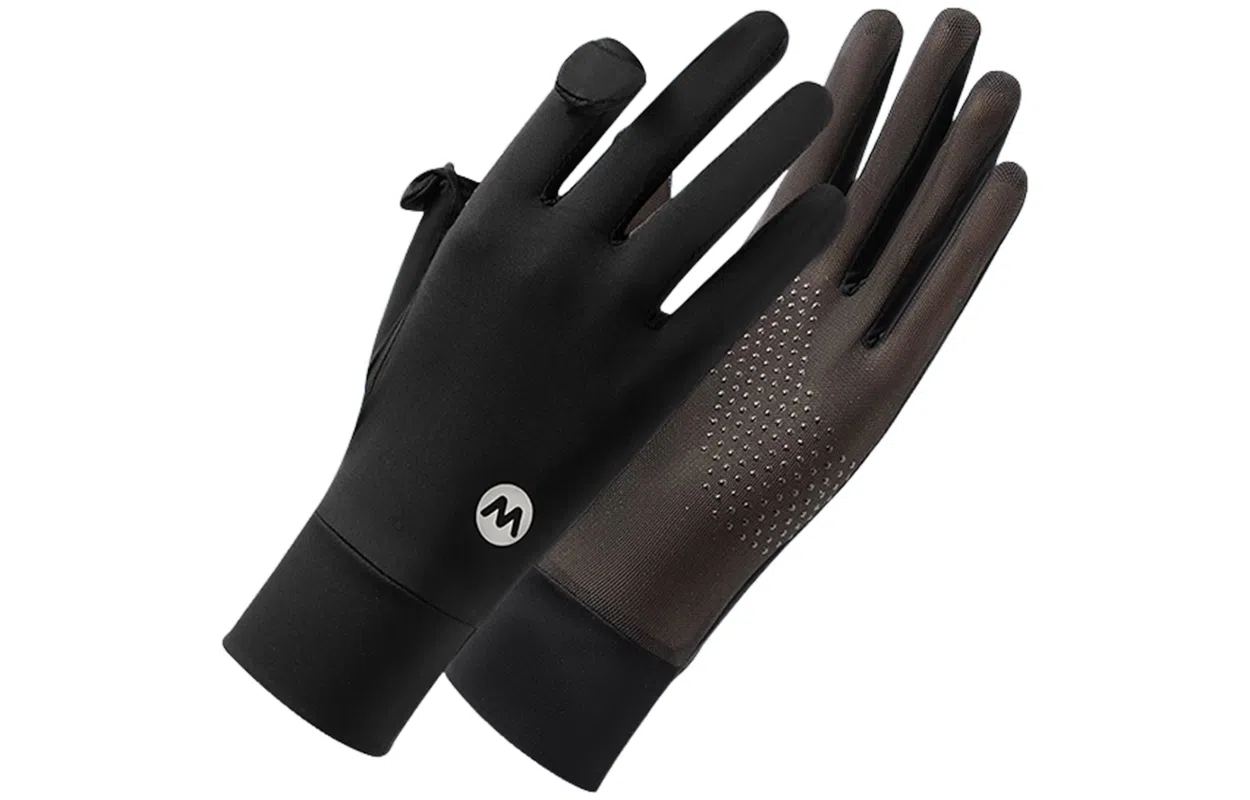 优幽兰 百搭时尚高级感防紫外线分指时尚个性防滑触屏户外骑车运动遮阳露指透气 锦纶 手套 女款