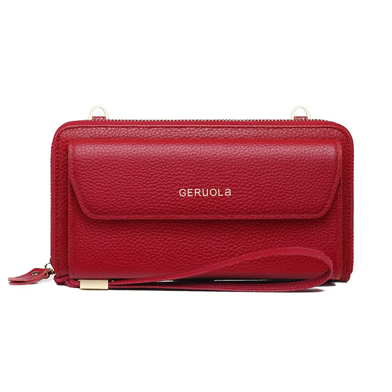 歌若拉 多功能钱夹实用简约 荔枝纹头层牛皮 钱包 女款