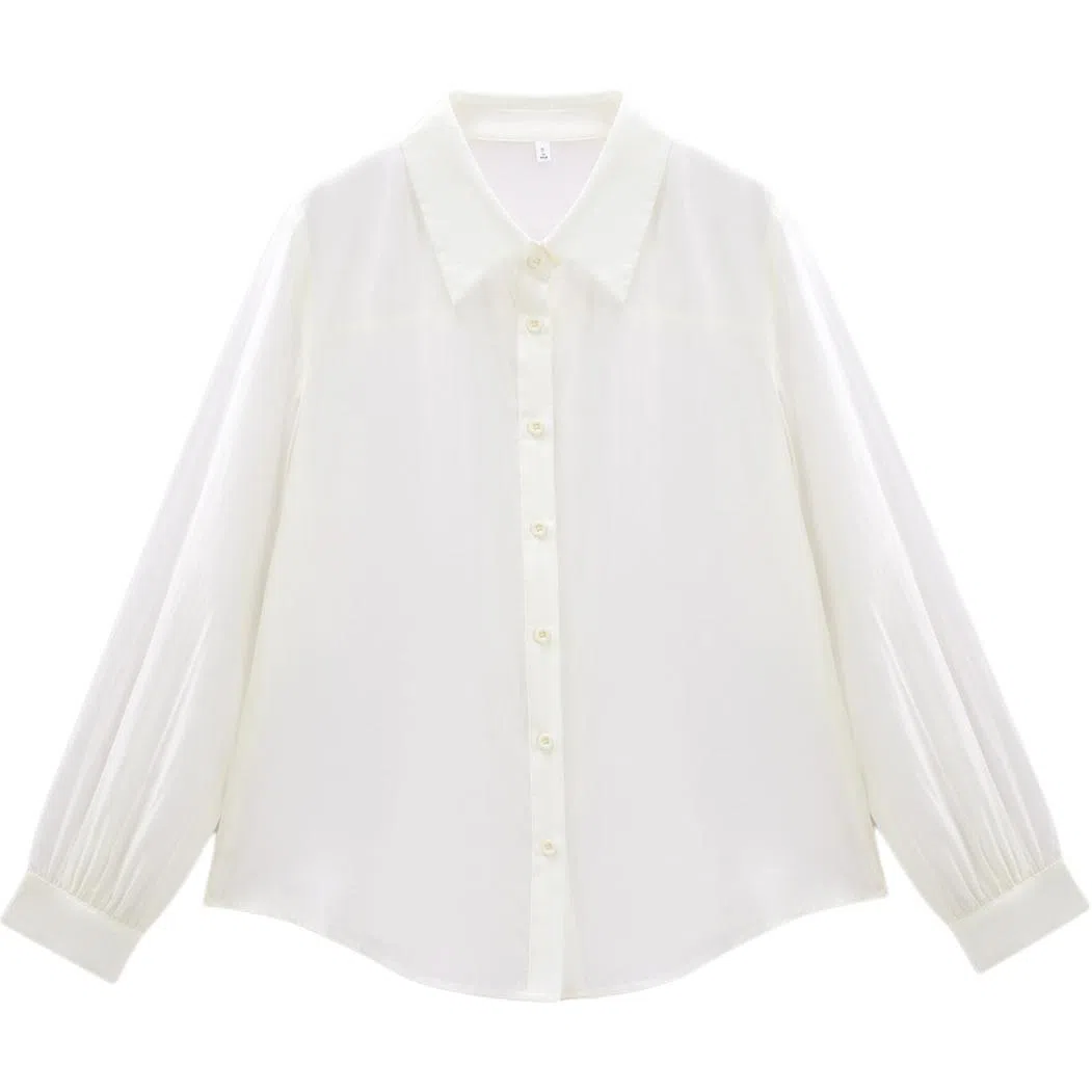 爱依服 简约纯色通勤长袖立领衬衫 女款