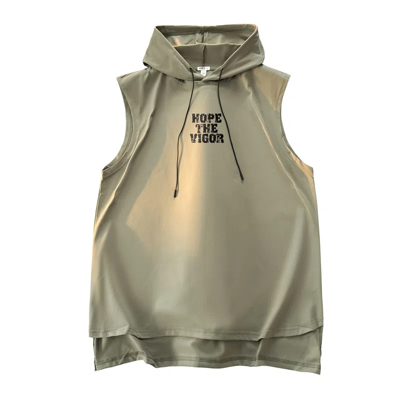 兰缪 美式复古山系户外日常纯色运动高街风通勤宽松休闲潮流亲肤透气连帽舒适无袖背心 男女同款