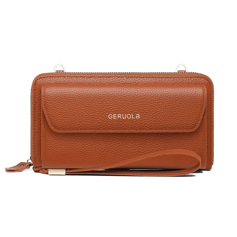 歌若拉 多功能钱夹实用简约 荔枝纹头层牛皮 钱包 女款