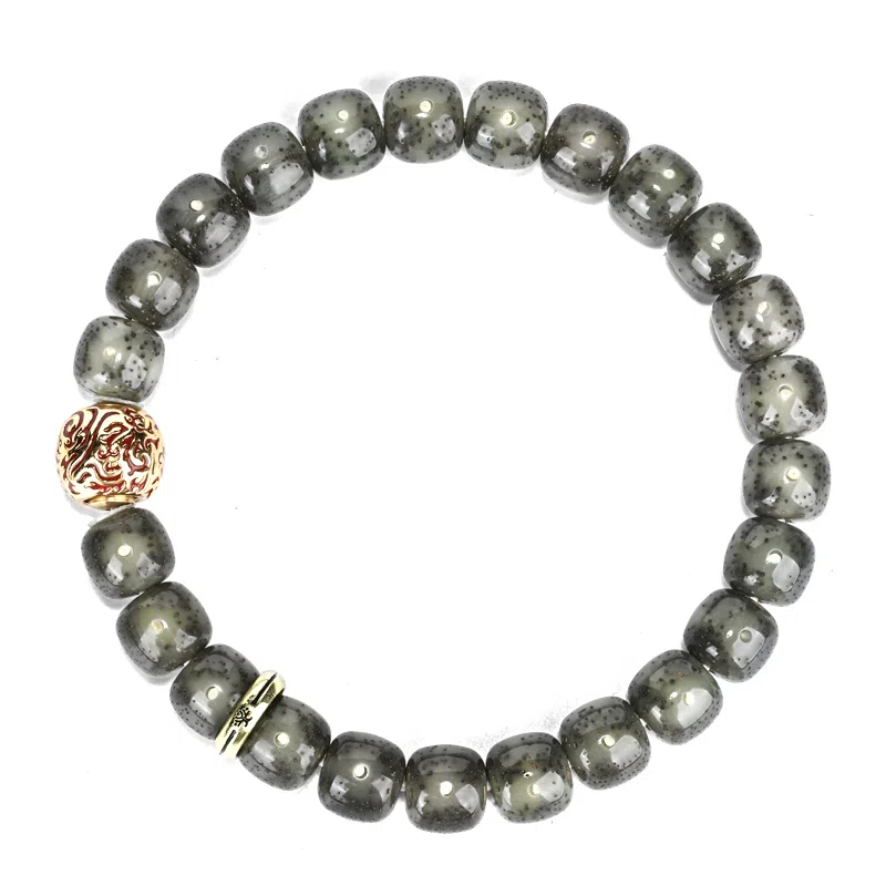 钰澜文玩 海南毛感料 糯冰-火纹旋珠搭配款文玩佛珠转运珠 星月菩提 手串 男女同款情侣款