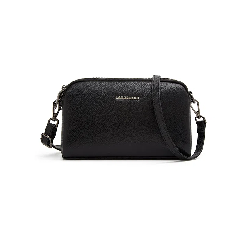 老人头 简约大气纯色优雅气质通勤百搭 头层牛皮 斜挎包 女款 黑色/红色