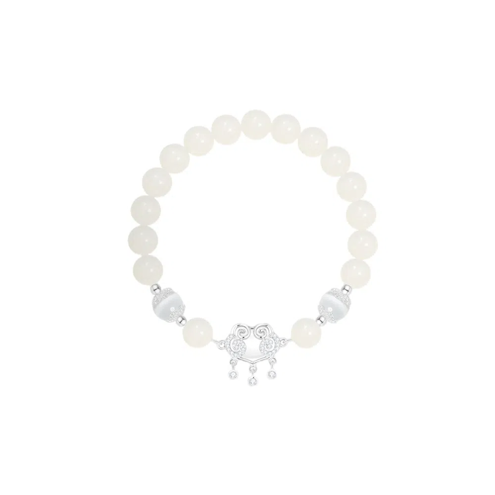 希遇 长命锁新中式平安锁一对 小众精致设计清冷感优雅气质转运珠好运 菩提根 手串 男女同款情侣款