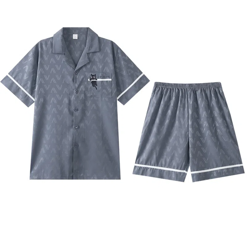 兰缪 高级感短袖可外穿家居服五分裤夏季睡衣套装 男款