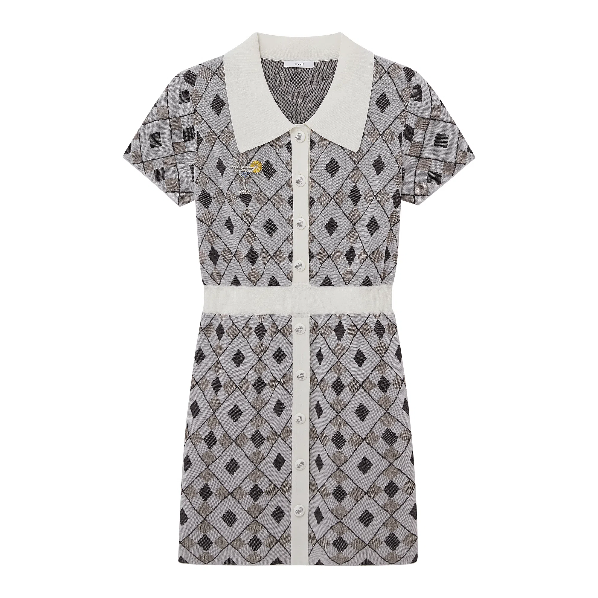 d'zzit Knit Short Sleeve Dress Deep Khaki