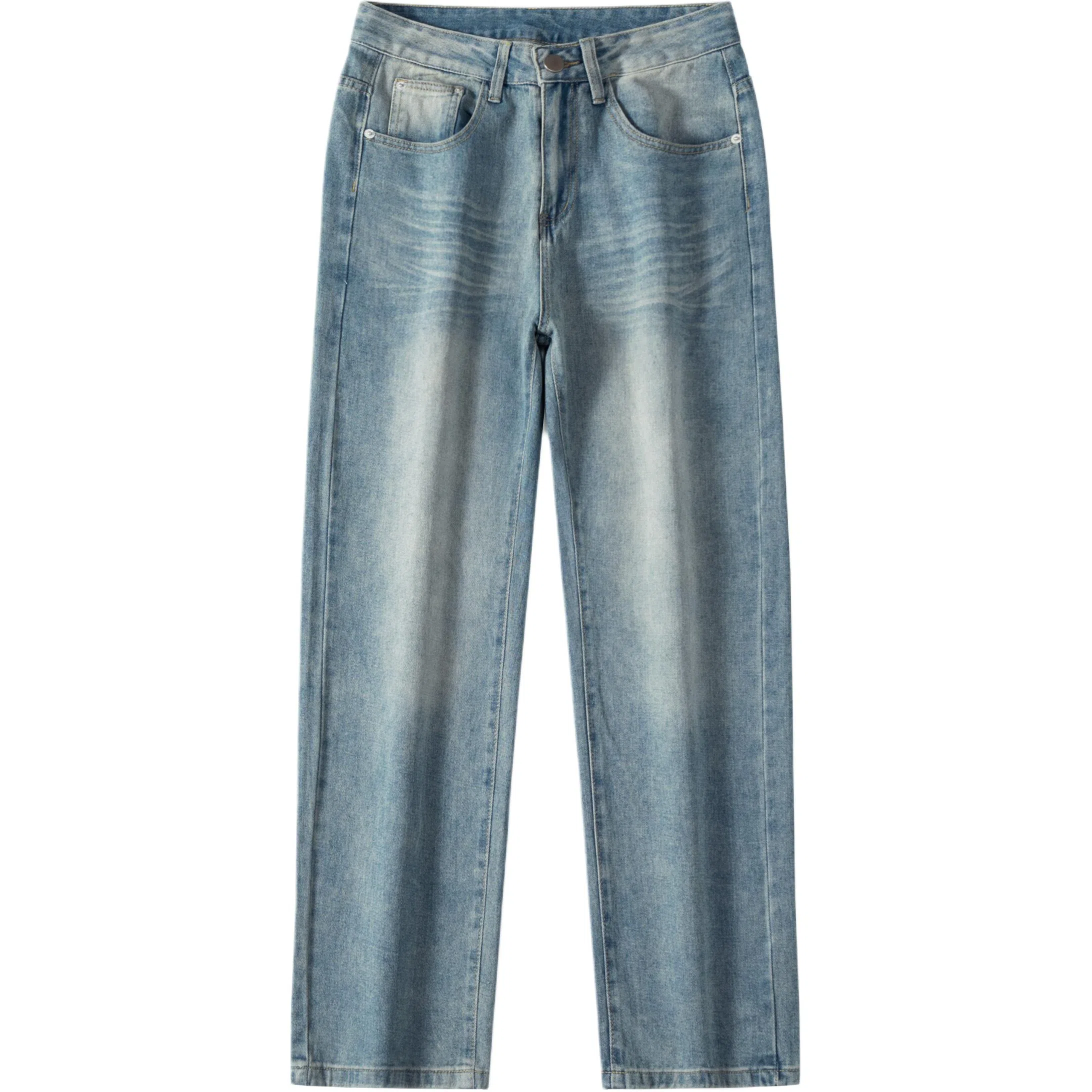 CHUAN QI BAO LUO Retro Loose Ice Silk Jeans