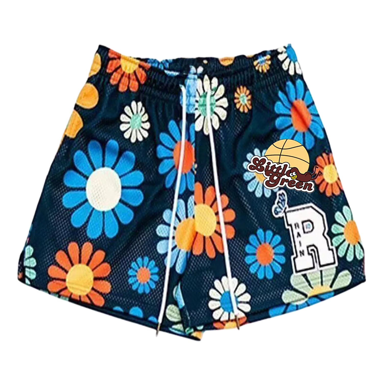 虫小绿 美式潮牌花朵宽松百搭休闲短裤 男女同款