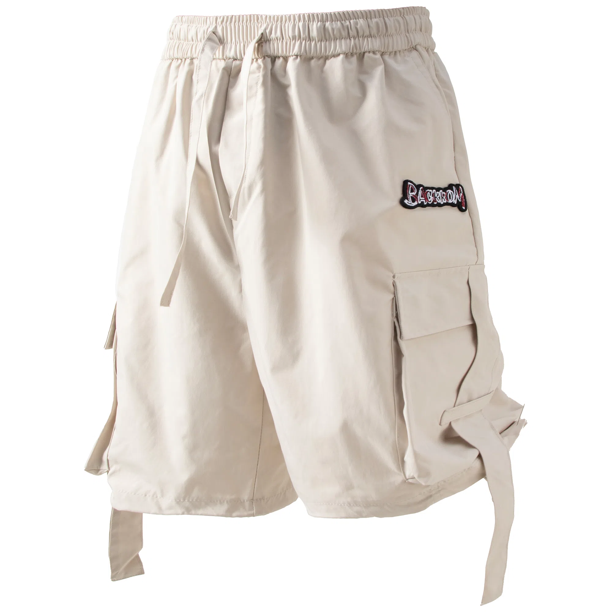 大卫贝肯 美式复古高街百搭绣花刺绣字母休闲潮流宽松腰部可调节抽绳两侧大口袋飘带设计个性五分工装短裤 男女同款