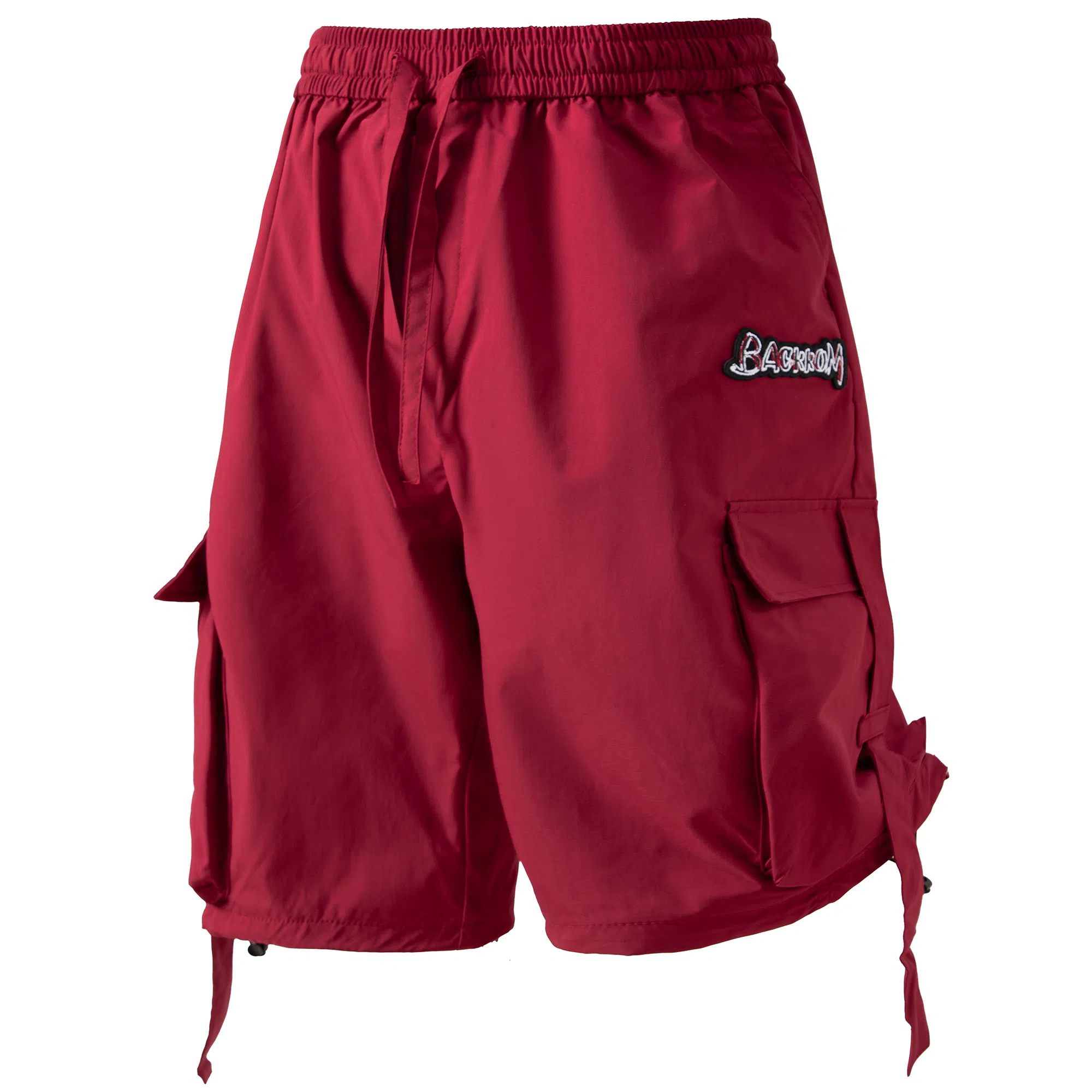 大卫贝肯 美式复古高街百搭绣花刺绣字母休闲潮流宽松腰部可调节抽绳两侧大口袋飘带设计个性五分工装短裤 男女同款