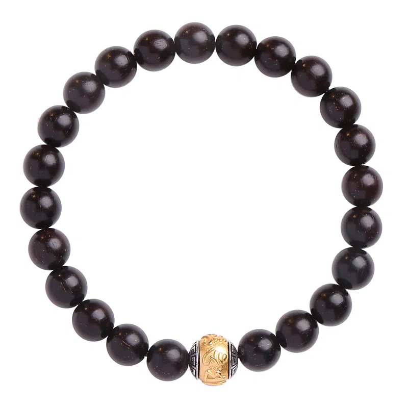 木盛缘 【木中钻石 高油高密】佛珠六字真言念珠文玩 紫檀属 手串 男女同款情侣款