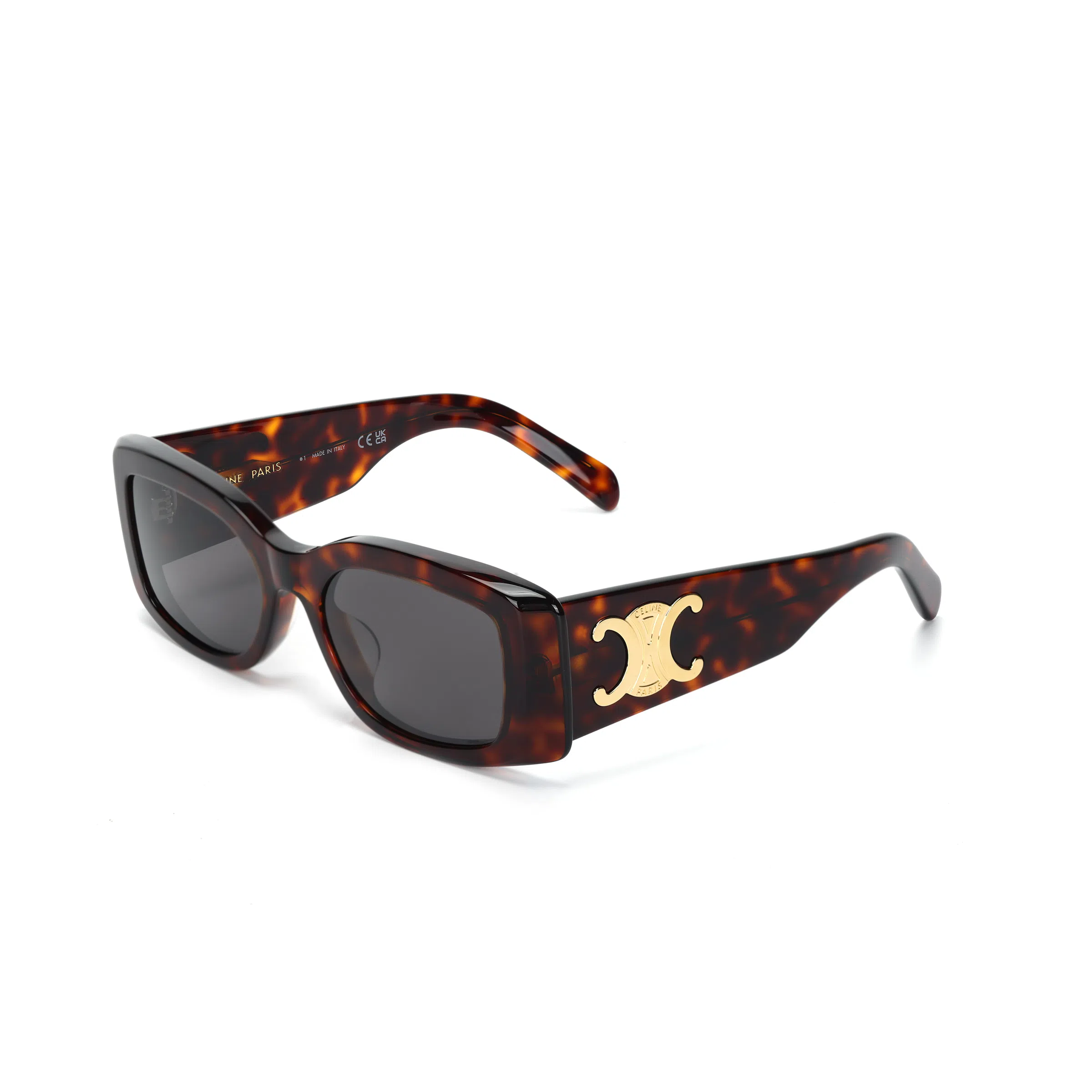 CELINE Logo Square Sunglasses Tortoiseshell