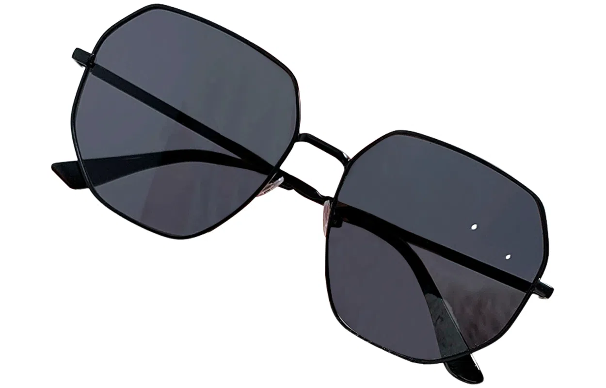 优幽兰 韩版潮流高级感小脸显瘦多边形小众百搭时尚防晒防紫外线气质墨镜旅游骑行开车驾驶 金属 不规则形 太阳眼镜 男女同款情侣款