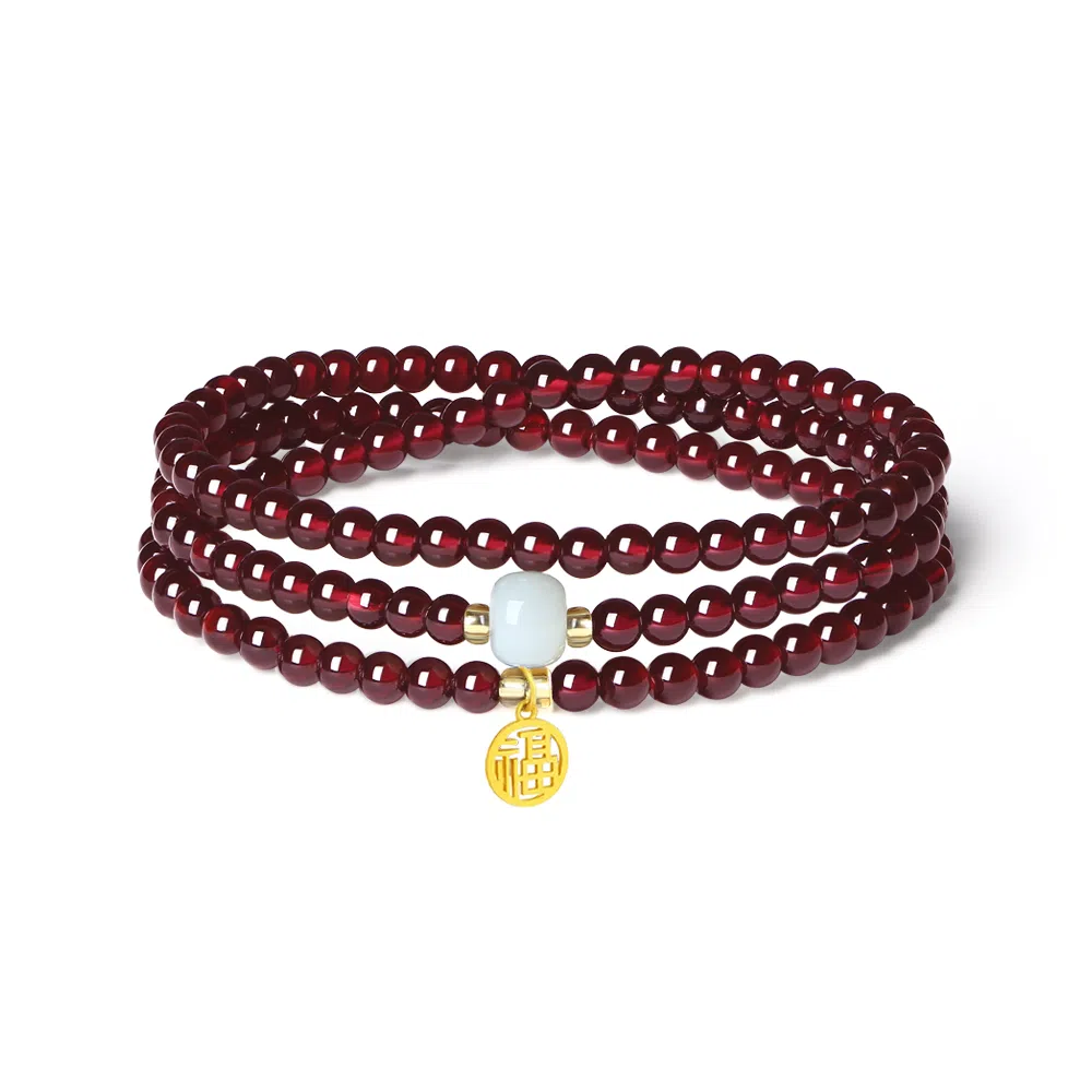 【S925纯银|福气满满】 七七银饰 时来运转 纳福珠串新中式国风  转运珠 本命年转运  三圈叠戴 天然 玛瑙 玉石手串 男女同款情侣款