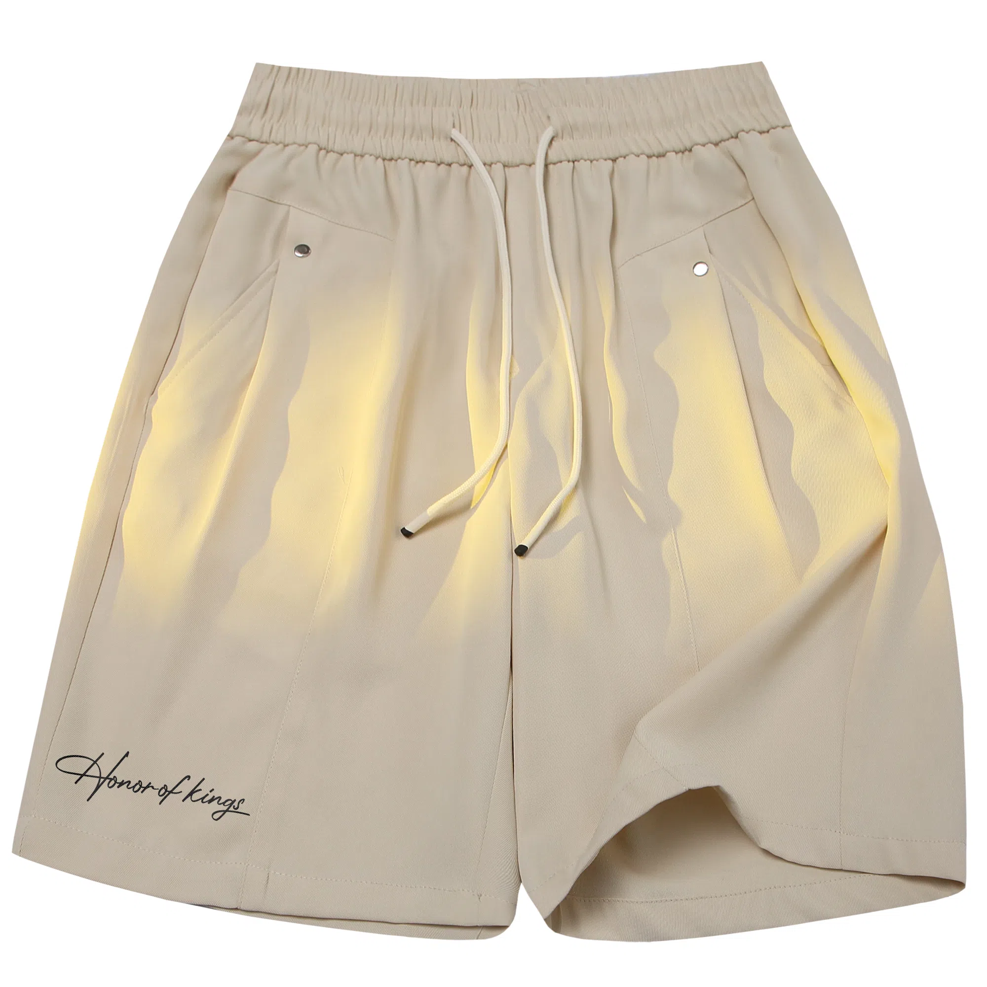 王者荣耀 美式街头复古纯色多色基础款铆钉装饰宽松柔软舒适休闲短裤 男女同款