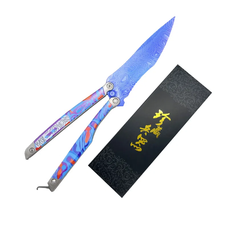 吉砖 火焰刀冷锋蝴蝶刀 成品模型