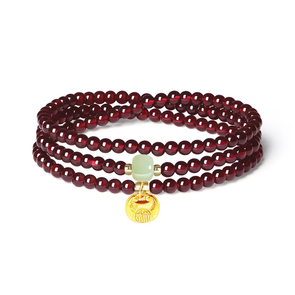 【S925纯银|福气满满】 七七银饰 时来运转 纳福珠串新中式国风高级感 转运珠 平安福袋转运天然 玛瑙 玉石手串 男女同款情侣款