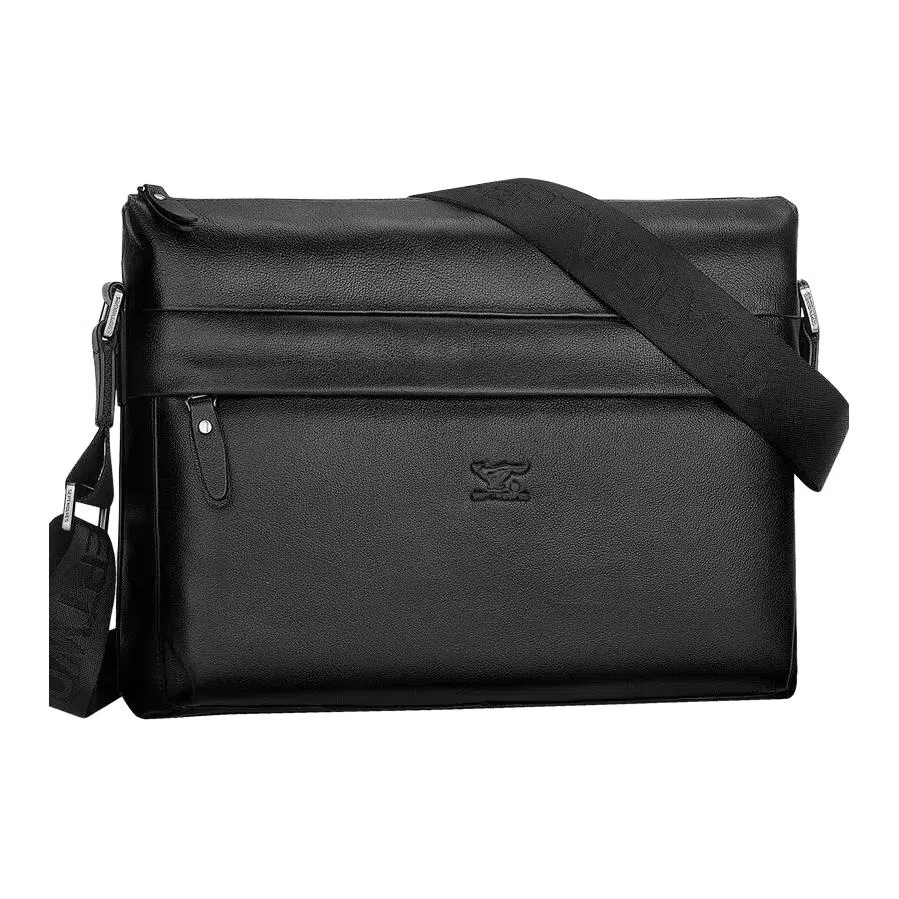 SEPTWOLVES Business Leather Shoulder Bag Black Brown