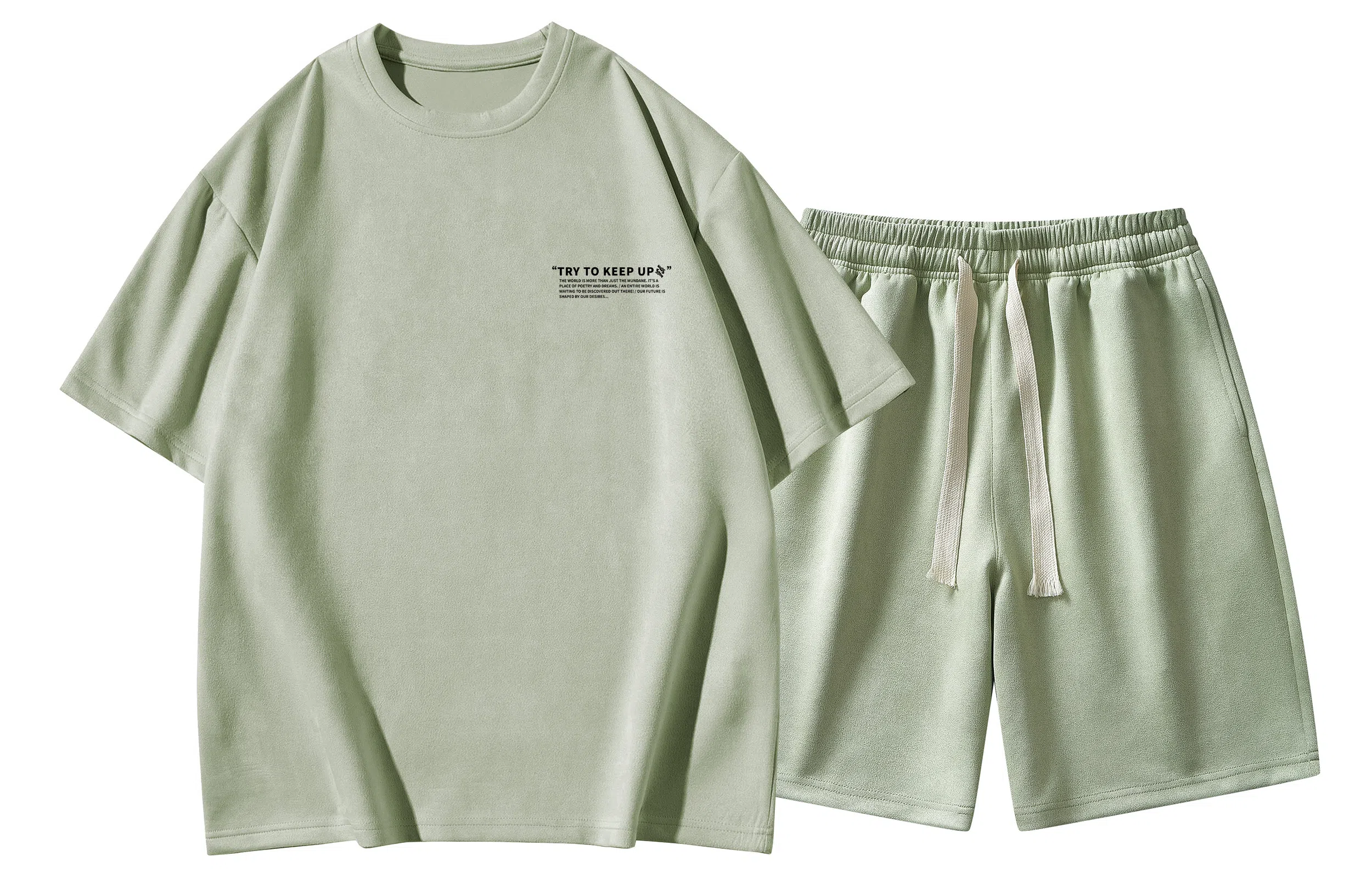 王者荣耀 马可波罗款 美式复古麂皮绒字母短袖上衣五分裤两件套居家户外通勤宽松舒适透气百搭时尚潮流休闲运动套装 男女同款