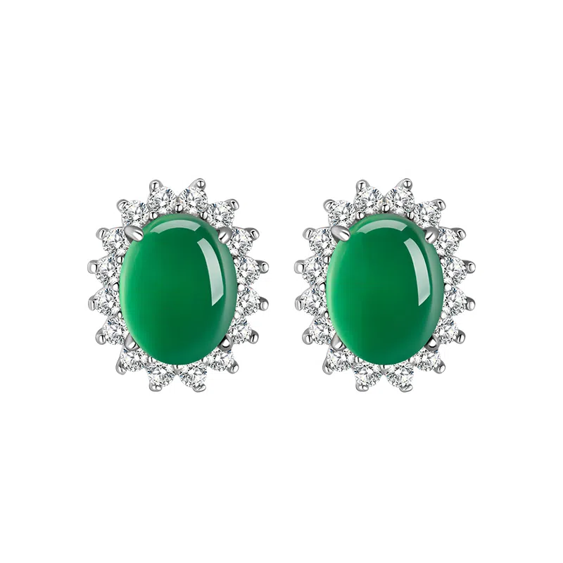 周大生 时尚精致 玉髓 耳环 女款