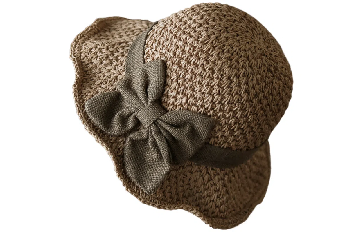 优幽兰 复古法式氛围感优雅气质蝴蝶结草帽百搭时尚大檐沙滩帽夏季遮阳防紫外线休闲圆顶太阳帽 纤维素材料 防晒帽  女款