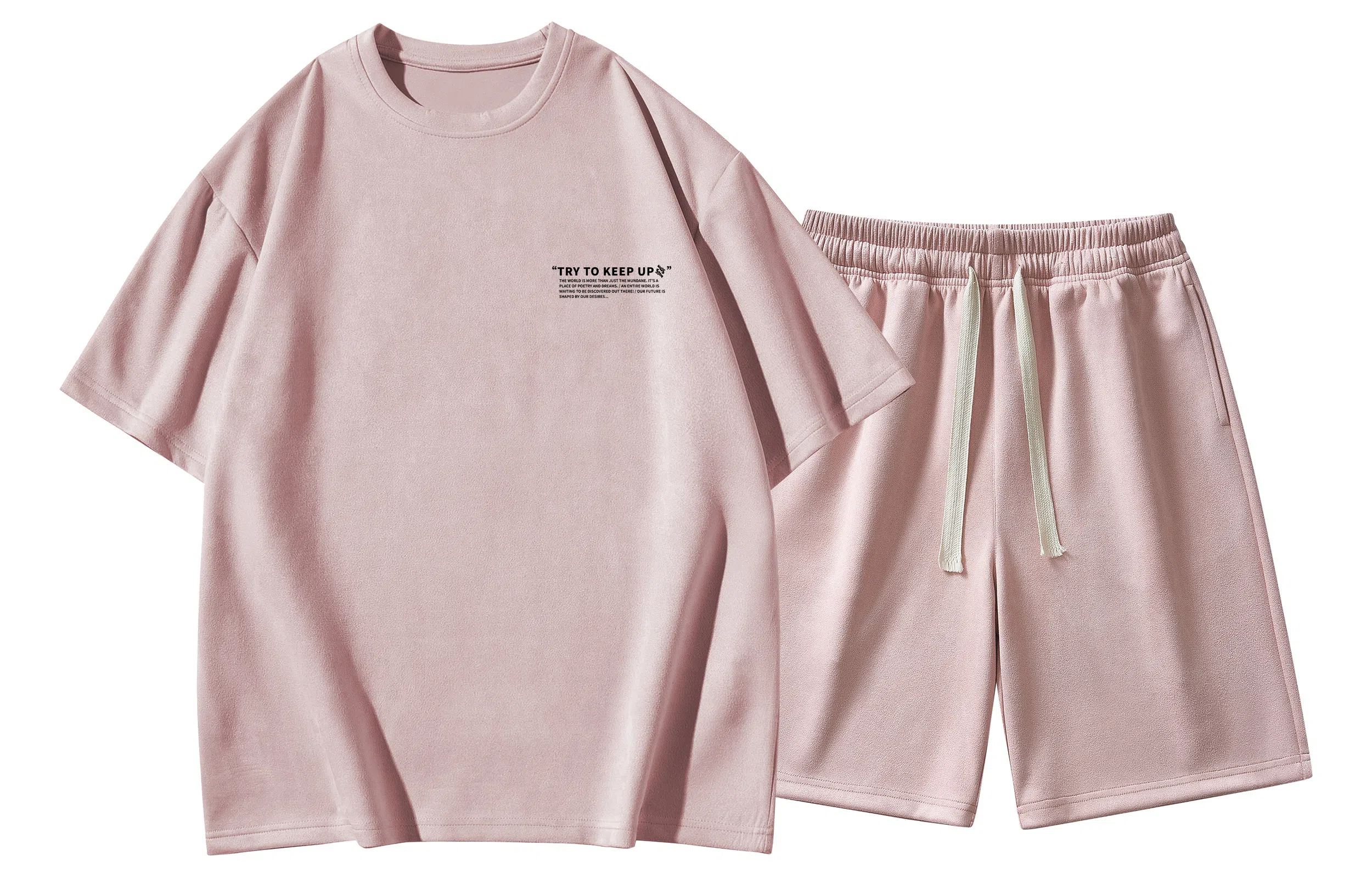 王者荣耀 马可波罗款 美式复古麂皮绒字母短袖上衣五分裤两件套居家户外通勤宽松舒适透气百搭时尚潮流休闲运动套装 男女同款