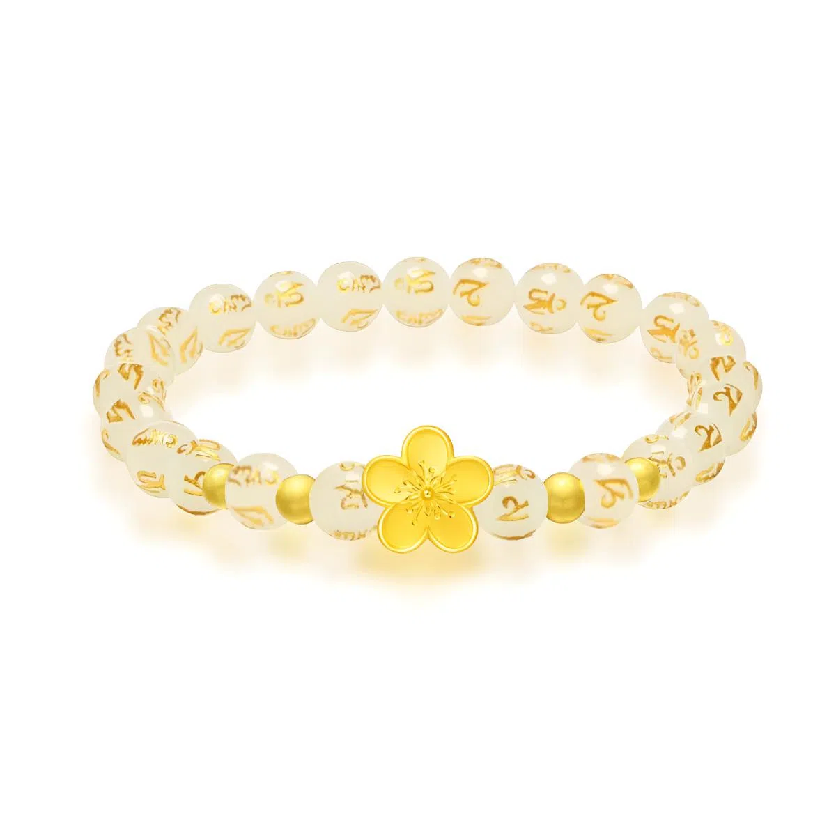 【999金|精选高品质】 金师傅 六字箴言桃花 一见倾心浪漫花朵转运珠 新中式国潮气质复古大气优雅百搭 小众轻奢高级#好运 玛瑙 手串 女款
