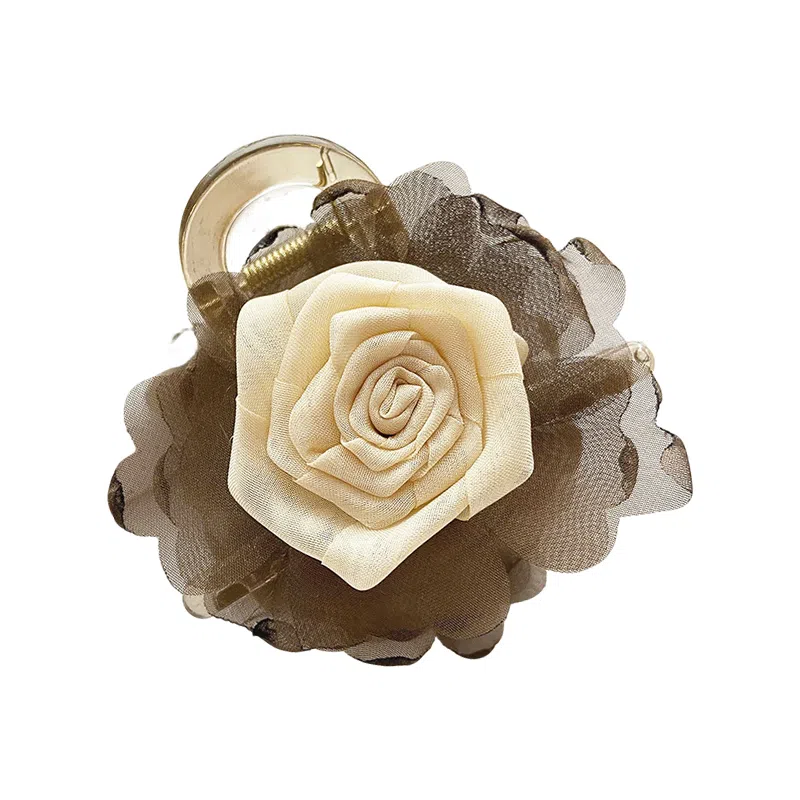 蒙妮 新中式玫瑰干枯花朵 布艺 发夹 女款