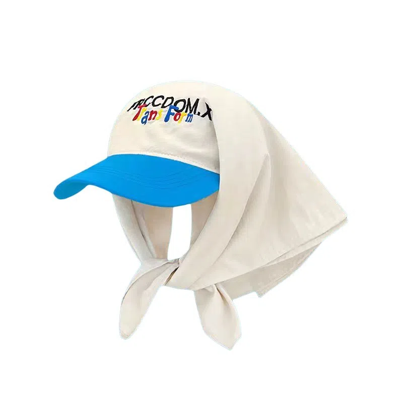 艾佳微 韩系绑带字母头巾夏季遮阳时尚三角巾防紫外线包头时尚字母刺绣遮阳显脸小 涤纶 帽子 男女同款情侣款