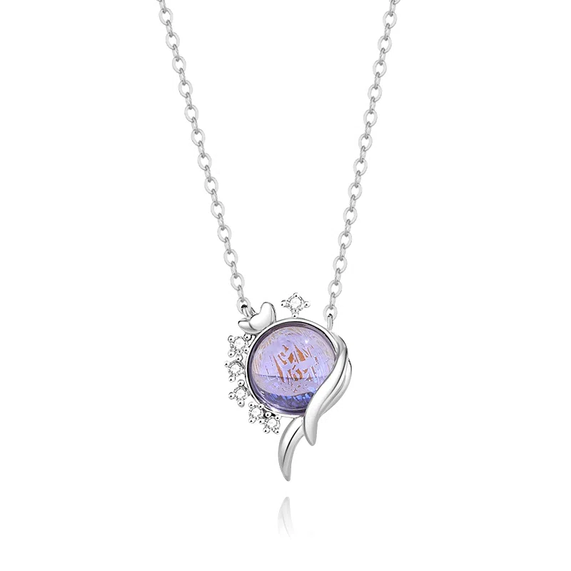 【S925银 鸢尾 】 七好美银 精致轻奢时尚优雅小清新 简约小众高级感设计 日常通勤百搭锁骨链 琉璃 项链 女款