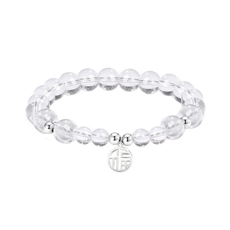 金戟 守护之境 时来运转净化磁场学业有成上岸新中式轻奢精致高级感福牌转运珠简约小众设计好运天然 白水晶 手串 女款