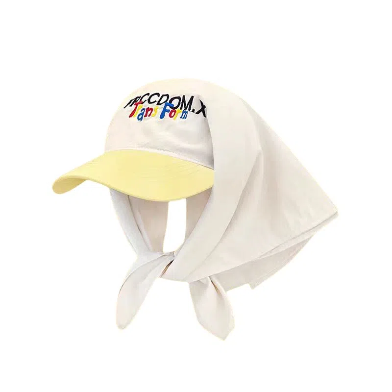 艾佳微 韩系绑带字母头巾夏季遮阳时尚三角巾防紫外线包头时尚字母刺绣遮阳显脸小 涤纶 帽子 男女同款情侣款