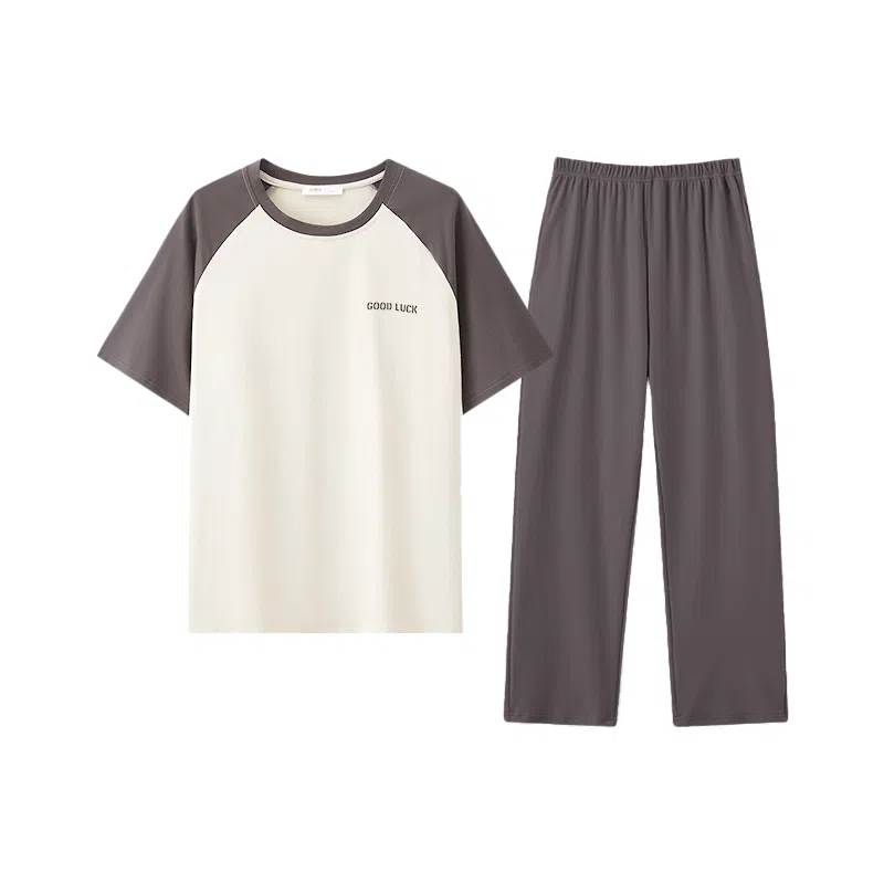 欧迪芬 舒适时尚亲肤简约休闲百搭基础款睡衣套装 男款