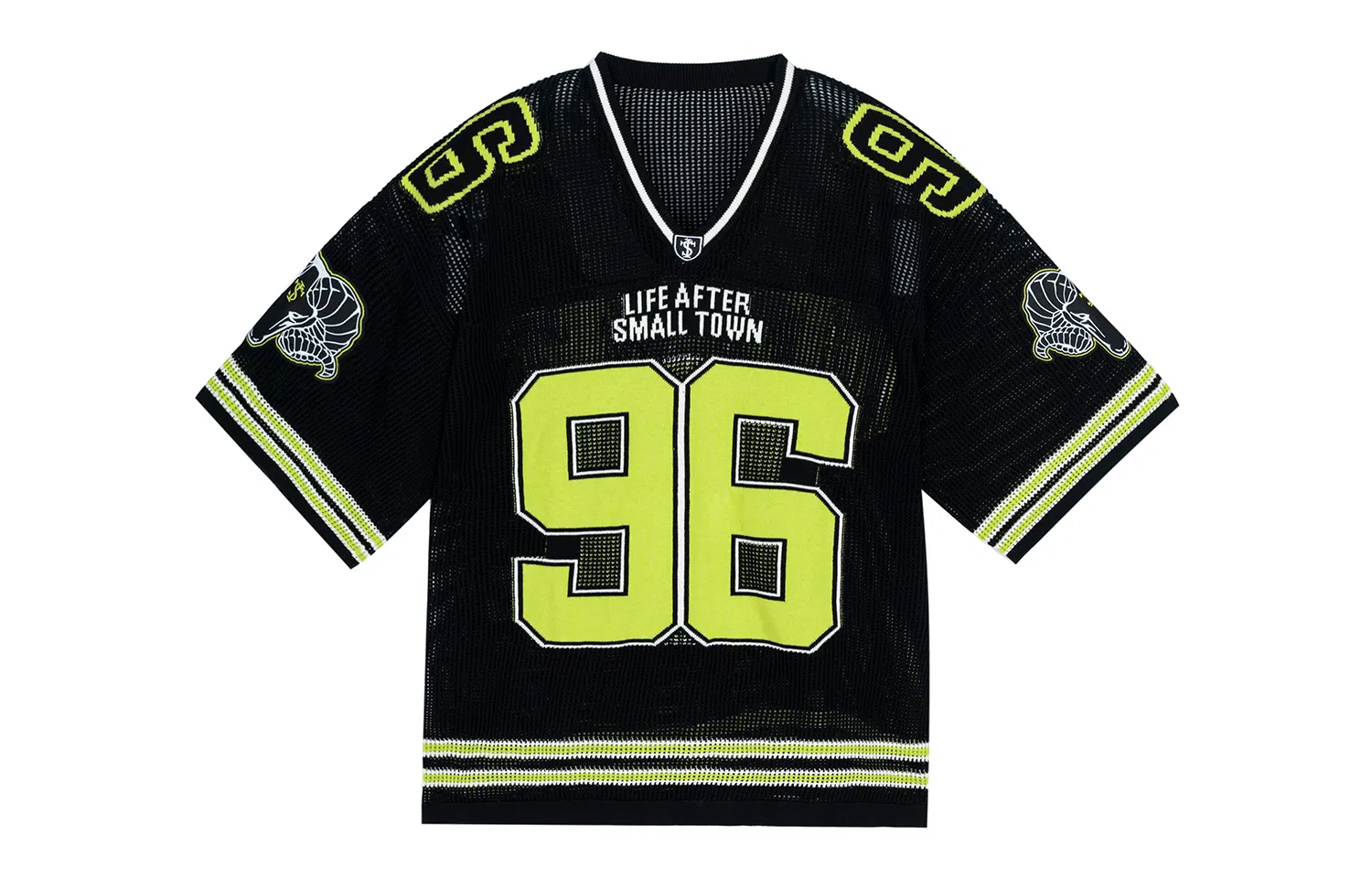 STK Small Town Kid Goat Mesh V-Neck Knit Short Sleeve T-Shirt