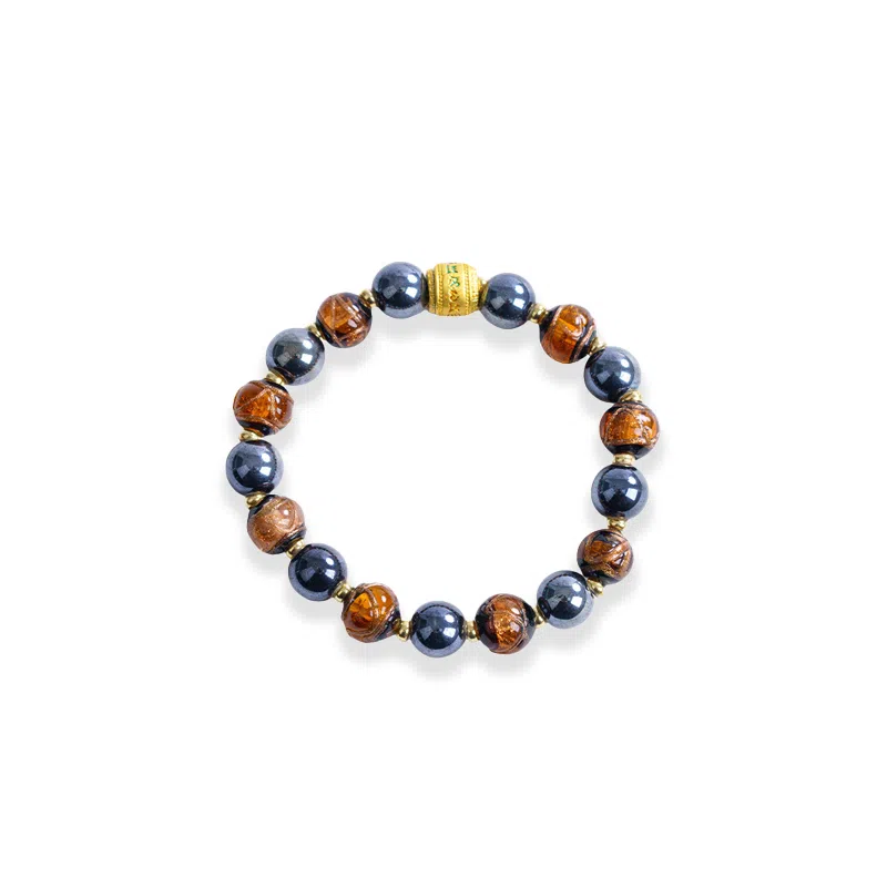 大唐国鼎 扎基拉姆招财新中式复古风小众设计优雅国潮 精致纹理旺事业学业本命年财运 好运 琉璃 玉石手串 女款