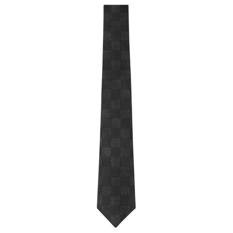 Louis Vuitton Checkered Silk Tie Black